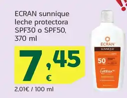 HiperDino ECRAN sunnique leche protectora SPF30 o SPF50 oferta