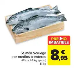 Carrefour Market Salmón Noruego por medios o enteros oferta