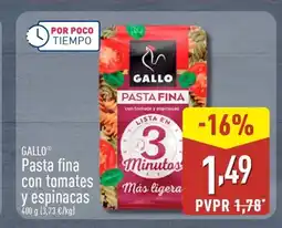 ALDI GALLO Pasta fina con tomates y espinacas oferta