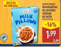 ALDI GOLDEN BRIDGE Almohadillas de cereales rellenas de leche oferta
