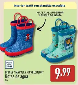 ALDI DISNEY/MARVEL / NICKELODEON Botas de agua oferta