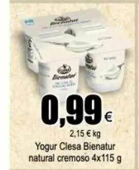 FROIZ Yogur Clesa Bienatur Natural Cremoso oferta