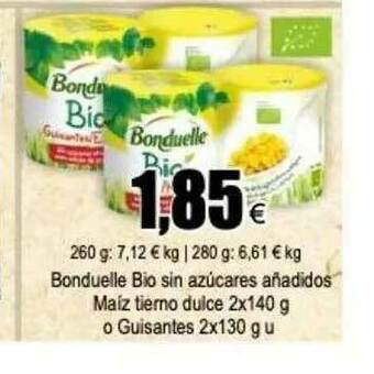 FROIZ Bonduelle Bio Sin Azúcares Añadidos Maiz Tierno Dulce O Guisantes oferta