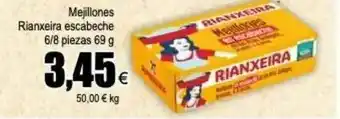 FROIZ Mejillones Rianxeira Escabeche 6 8 Piezas 69 G oferta