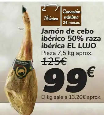 Carrefour Jamón de cebo ibérico 50% raza ibérica el lujo oferta