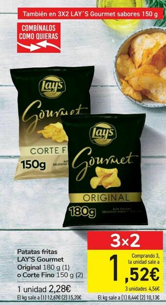 Carrefour Patatas fritas lay's gourmet original o corte fino oferta