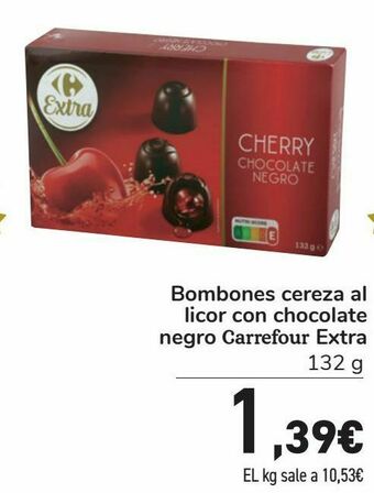 Carrefour Bombones cereza al licor con chocolate negro carrefour extra oferta
