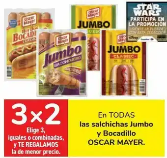 Carrefour En todas las salchichas jumbo y bocadillo oscar mayer oferta