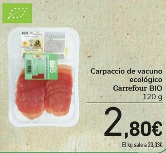 Carrefour Carpaccio de vacuno ecológico carrefour bio oferta