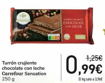 Carrefour Turrón crujiente chocolate con leche carrefour sensation oferta