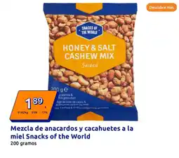 Action SNACKS OF THE WORLD Mezcla de anacardos y cacahuetes a la miel oferta