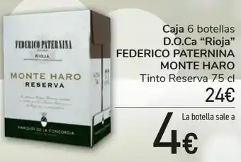 Carrefour Caja 6 botellas d.o.ca ''riojas'' federico paternina monte haro tinto reserva oferta