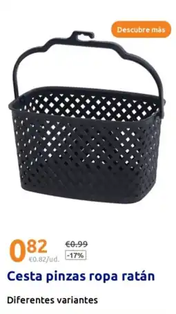 Action Cesta pinzas ropa ratán oferta