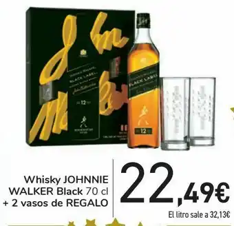 Carrefour Whisky johnnie walker black + 2 vasos de regalo oferta