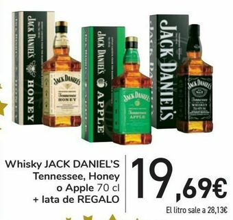 Carrefour Whisky jack daniel's tennessee, honey o apple + lata de regalo oferta