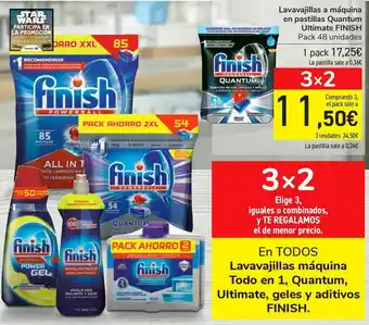 Carrefour En todos lavavajillas máquina todo en 1, quantum, ultimate, geles y aditivos finish oferta