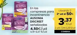 Autoservicios Familia Ausonia - discreet en las compresas para incontinencia oferta