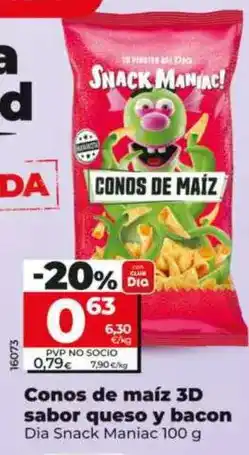 Dia Dia snack maniac - conos de maíz 3d sabor queso y bacon oferta