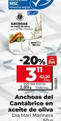 Dia Dia mari marinera - anchoas del cantábrico en aceite de oliva 50 g oferta