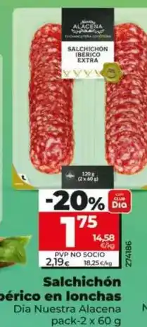 Dia Dia nuestra alacena - salchichón ibérico en lonchas pack-2 x 60 g oferta