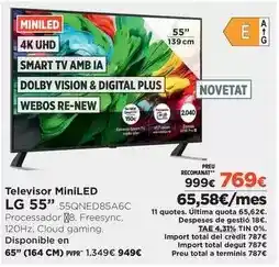 El Corte Inglés Lg - televisor miniled 55 55qned85a6c oferta