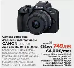 El Corte Inglés Canon - câmera compacta d'objèctiu intercanvable oferta