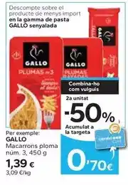 Caprabo Gallo - macarrons ploma num oferta