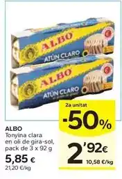 Caprabo Albo - tonyina clara en oli de gira-sol oferta