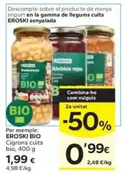 Caprabo Eroski - bio cigrons cuits bio oferta
