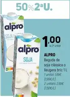 Coviran Alpro - beguda de soja classica o lleugera bric oferta