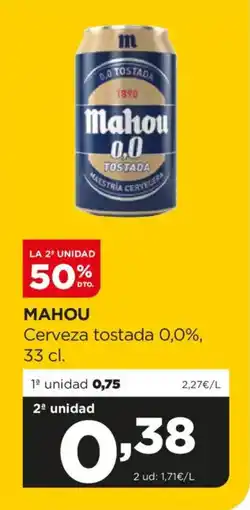 Alimerka MAHOU Cerveza tostada 0,0% oferta