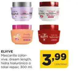 Alimerka ELVIVE Mascarilla color- vive, dream length, hidra hialurónico o total repair oferta
