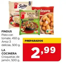 Alimerka FINDUS Pisto con tomate Arroz 3 delicias LA COCINERA Croquetas de jamón oferta
