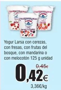 FROIZ Yogur Larsa con cerezas, con fresas, con frutas del bosque, con mandarina o con melocotón oferta