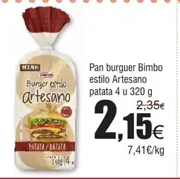 FROIZ Pan burguer Bimbo estilo Artesano patata 4 u oferta