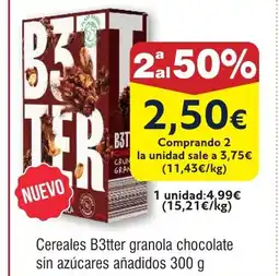 FROIZ Cereales B3tter granola chocolate sin azúcares añadidos oferta