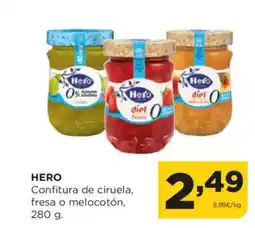 Alimerka HERO Confitura de ciruela, fresa o melocotón, oferta
