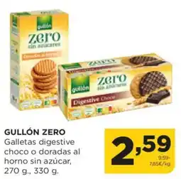 Alimerka GULLÓN ZERO Galletas digestive choco o doradas al horno sin azúcar oferta