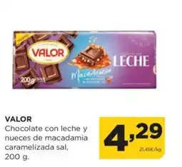 Alimerka VALOR Chocolate con leche y nueces de macadamia caramelizada sal oferta