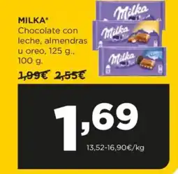 Alimerka MILKA* Chocolate con leche, almendras u oreo oferta