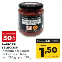 Alimerka BAIGORRI SELECCIÓN Pimiento del piquillo de lodosa en tiras, oferta