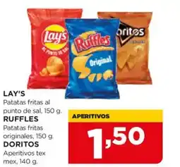 Alimerka LAY'S RUFFLES DORITOS Patatas fritas al punto de sal Patatas fritas originales Aperitivos tex mex oferta