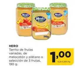 Alimerka HERO Tarrito de frutas variadas, de melocotón y plátano o selección de 3 frutas oferta