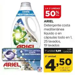 Alimerka ARIEL Detergente costa mediterránea líquido o en cápsulas todo en 1, oferta