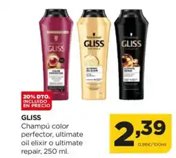 Alimerka GLISS Champú color perfector, ultimate oil elixir o ultimate repair oferta