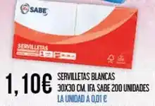 Claudio Sabe - servilletas blancas 30x30 cm.ifa 200 unidades oferta