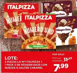 Alimerka Italpizza - 2 pizzas la n°11tapizza + 1 pack 3 de hâagem-dazs con nueces o salted caramel oferta