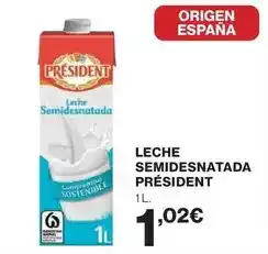 Hipercor Président - leche semidesnatada oferta
