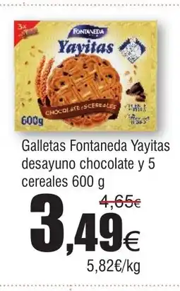 FROIZ Galletas Fontaneda Yayitas desayuno chocolate y 5 cereales oferta