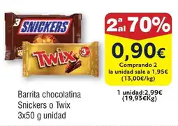FROIZ SNICKERS O TWIX Barrita chocolatina oferta